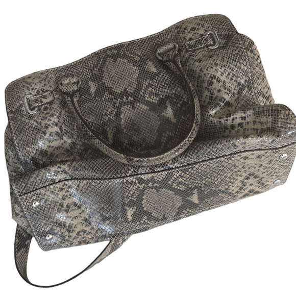Michael Kors brown snake skin print leather Hamilton satchel/crossbody silver - Picture 5 of 9